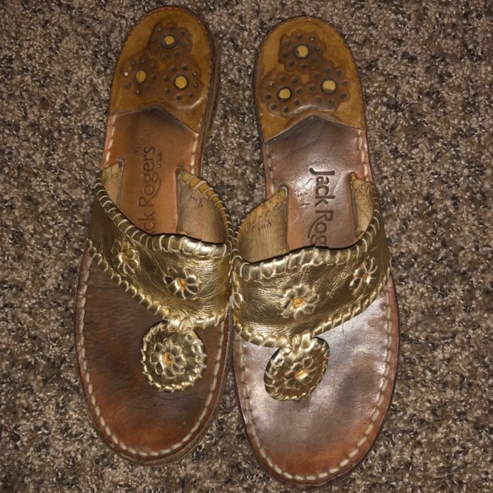 Gold Classic Jack Rogers Flat Sandals